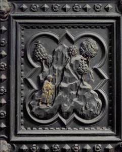 São João Batista como Menino no Deserto, sexto painel das Portas do Sul do Batistério de San Giovanni, 1336 (bronze)